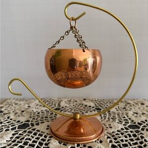 Copper Decorative Bowl with Chain Handle